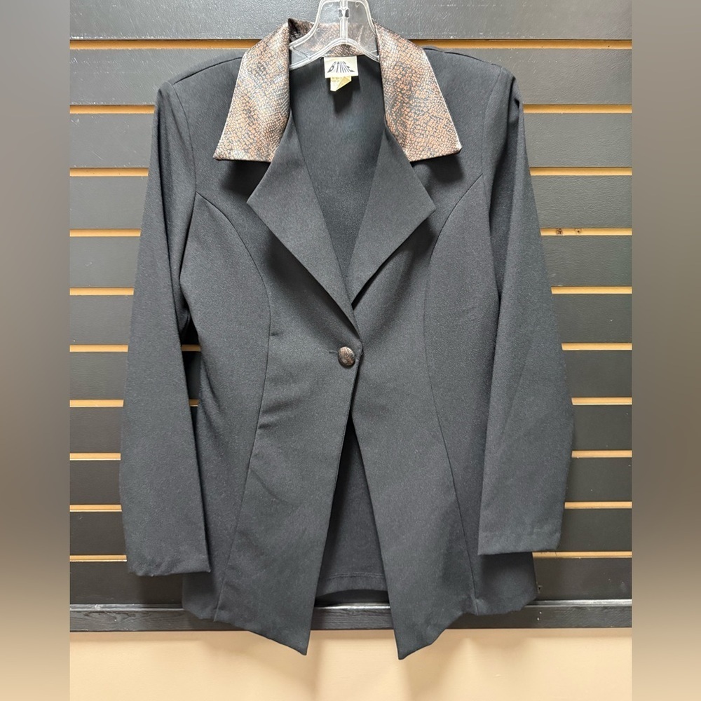 Vintage B’Time Black Blazer Snakeskin Collar 9/10